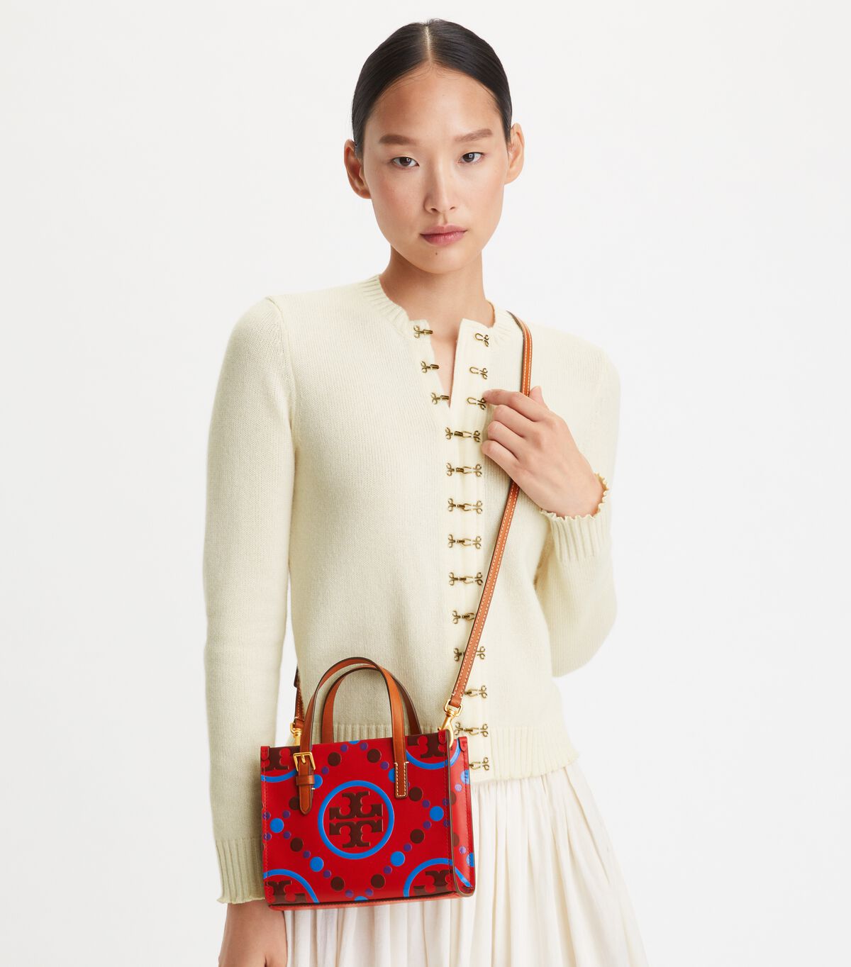 Tory Burch Red Mini T Monogram Tote Bags