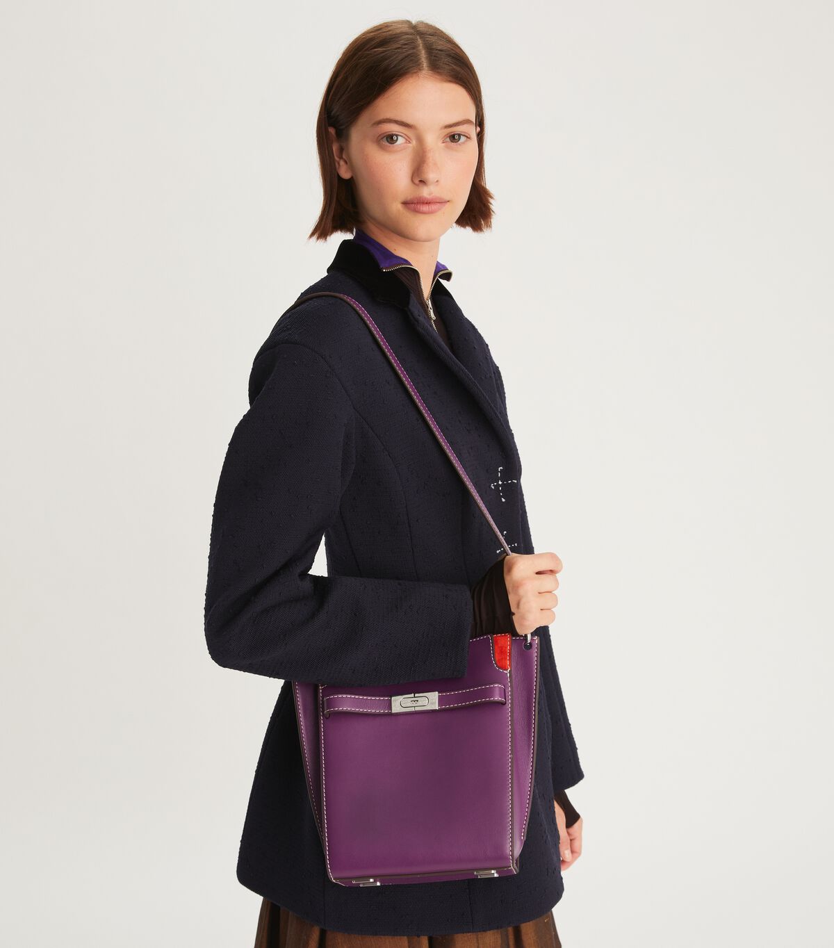 Tory Burch Purple Lee Radziwill Double Bucket Bags