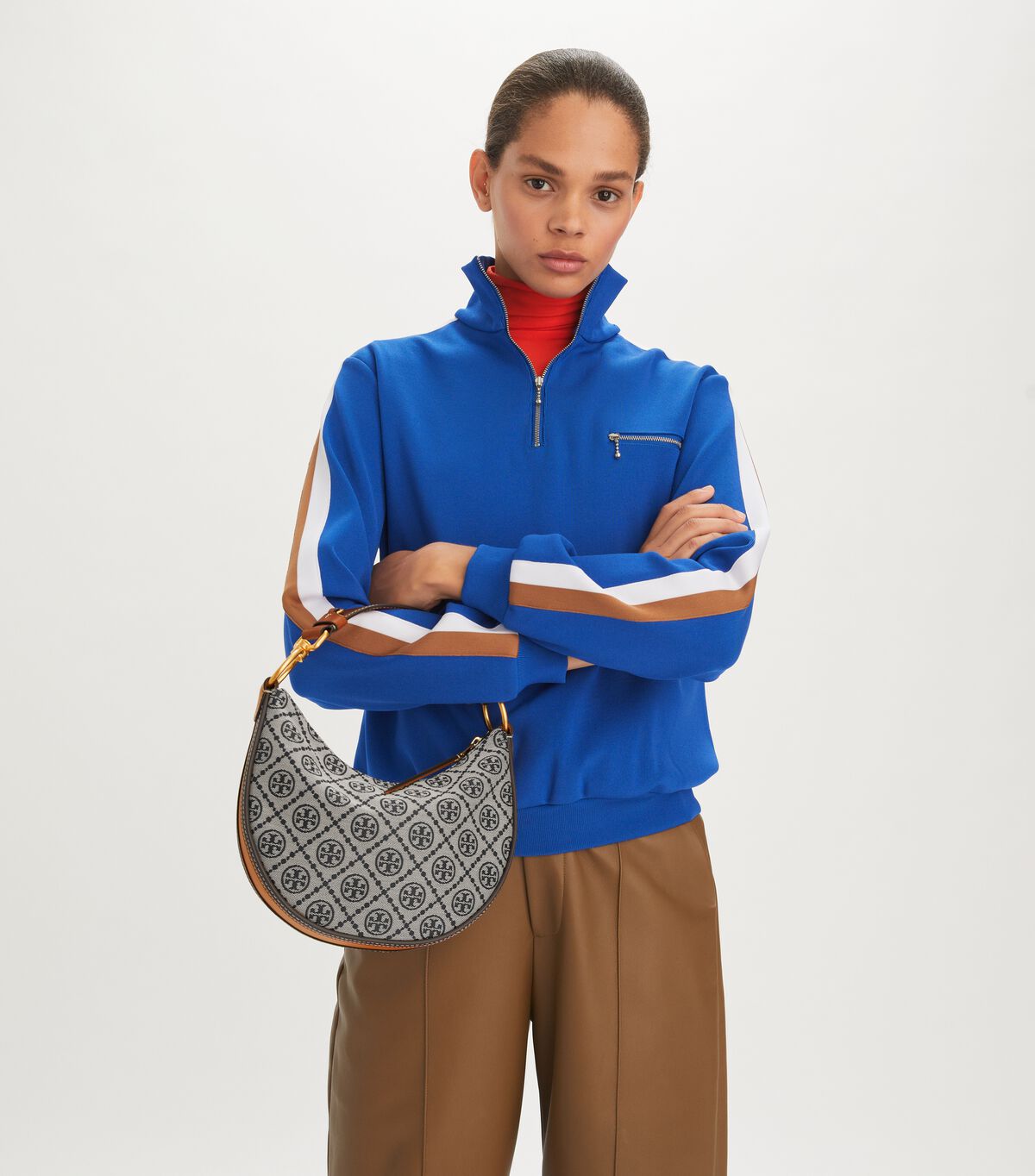 Tory Burch Navy T Monogram Jacquard Mini Shoulder Bags