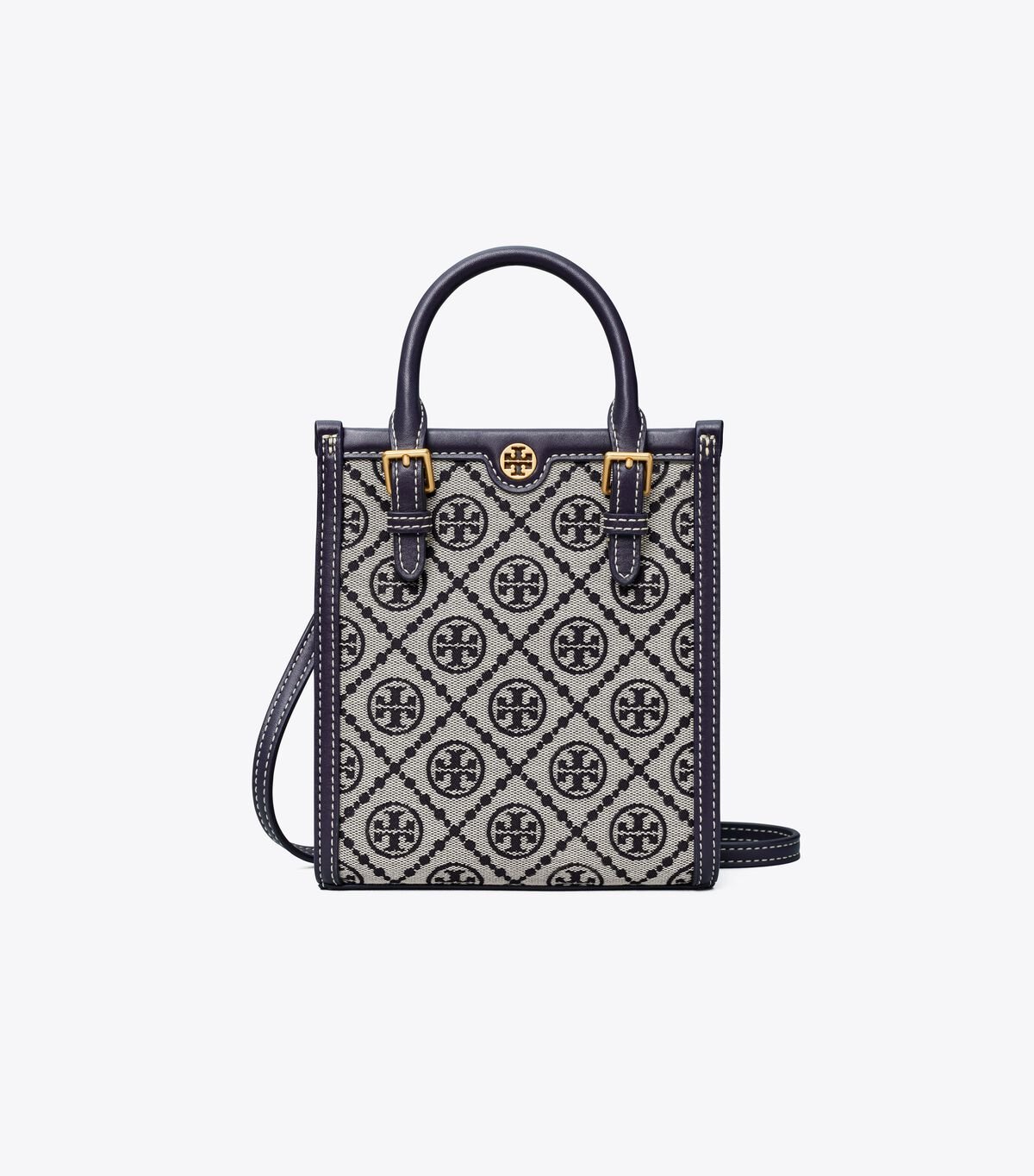Tory Burch Navy Mini T Monogram Tote Bags