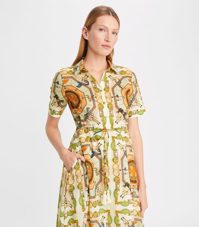 Tory Burch Cream Printed Cotton Dress