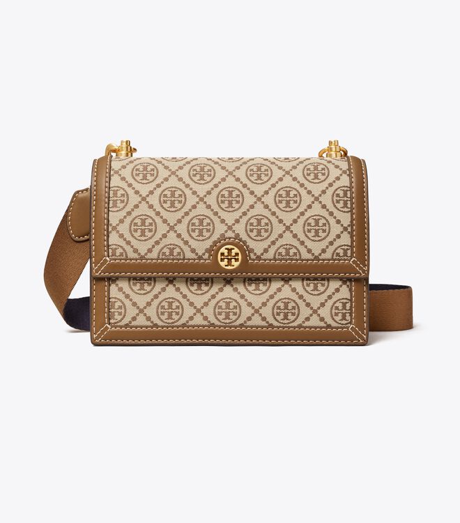 Tory Burch Brown Small T Monogram Shoulder Bags