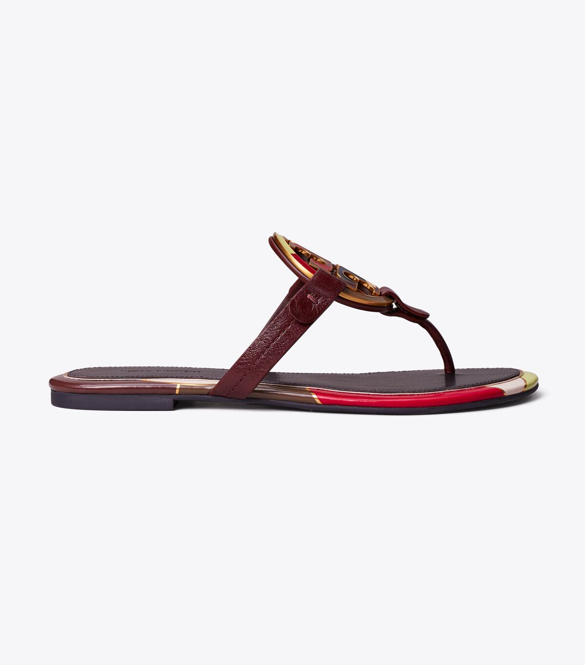 Tory Burch Brown Enamel Miller Sandals