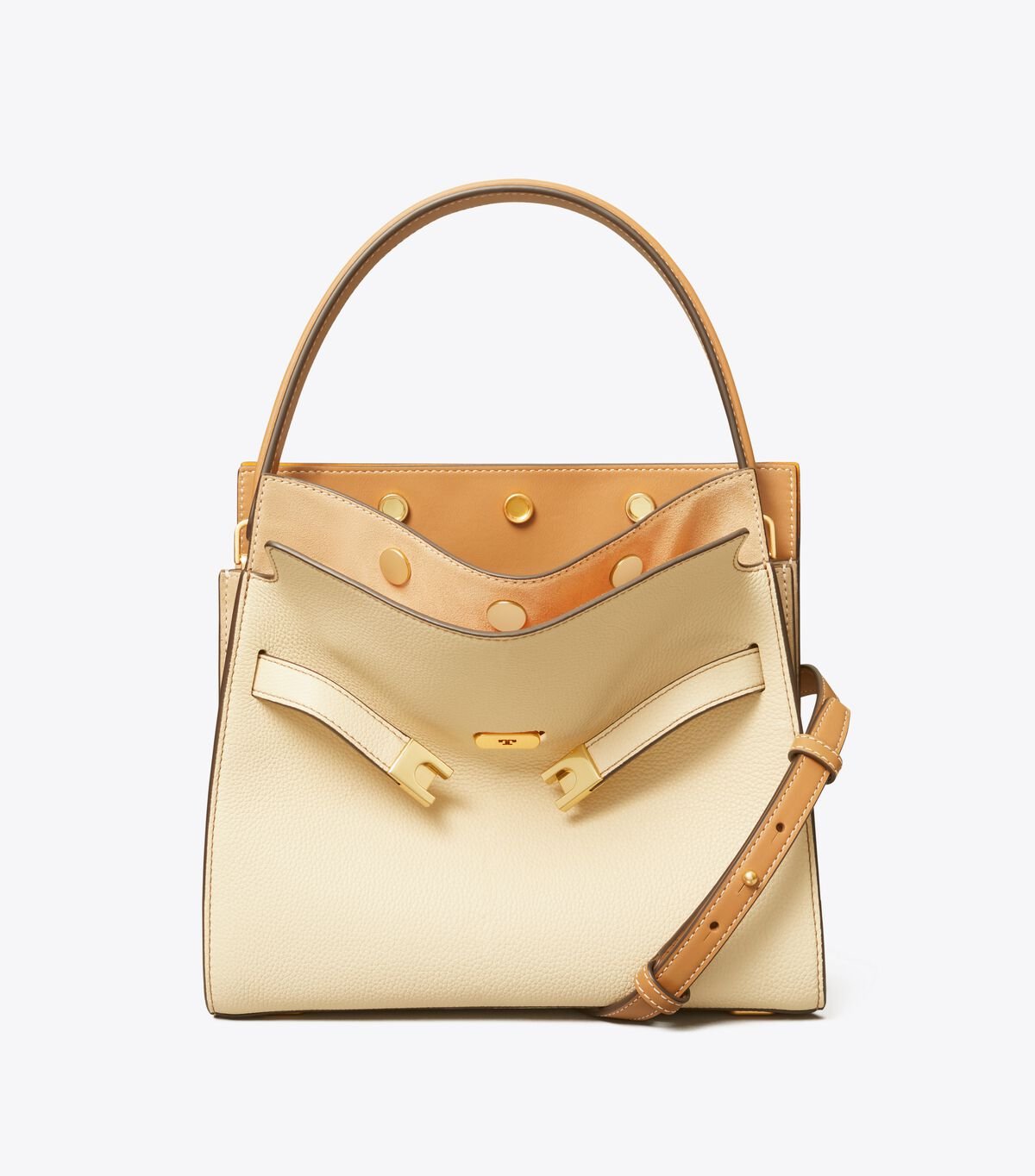 Tory Burch Beige Small Lee Radziwill Pebbled Satchel Bags