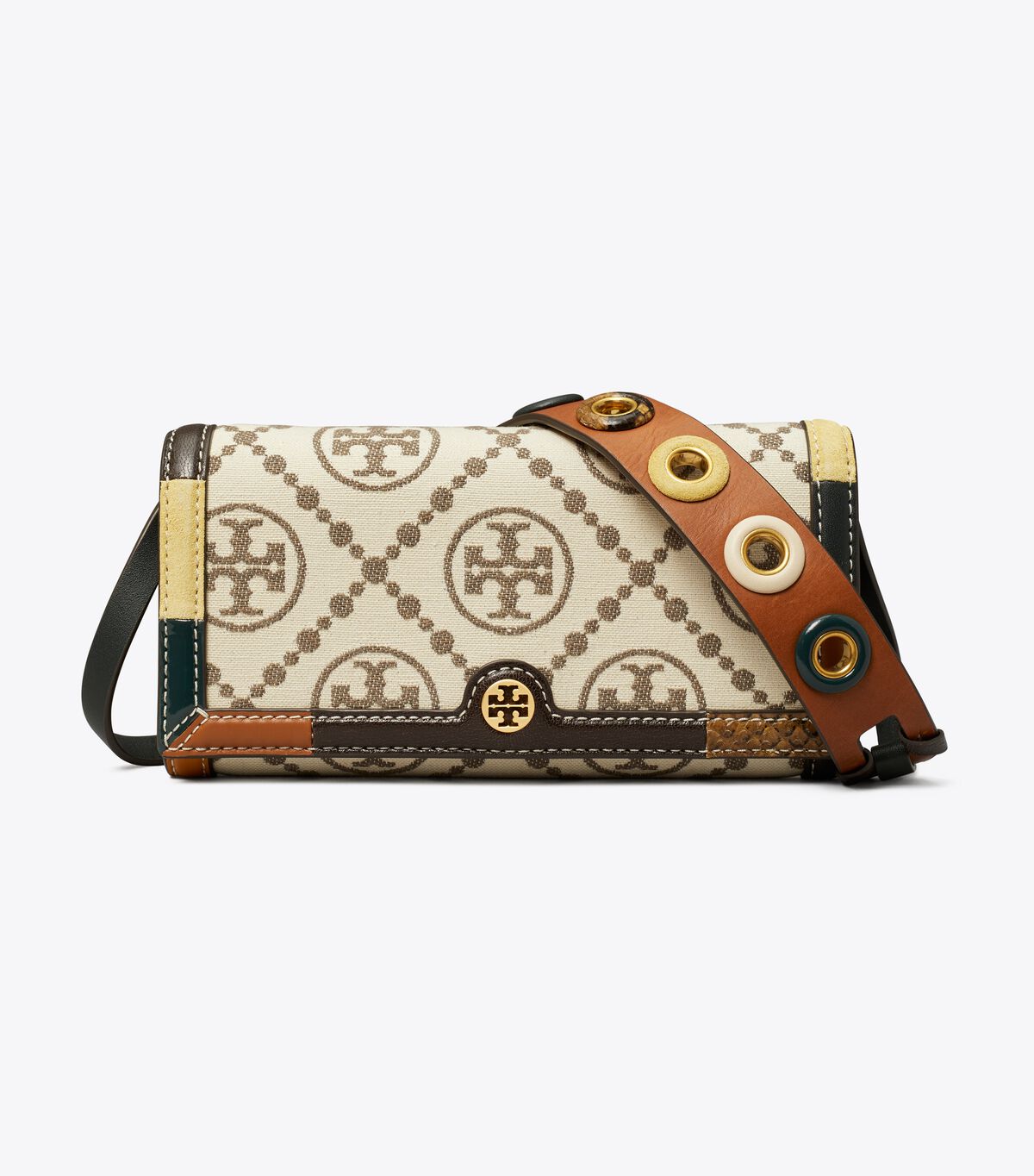 Tory Burch Beige T Monogram Grommet Crossbody Bags