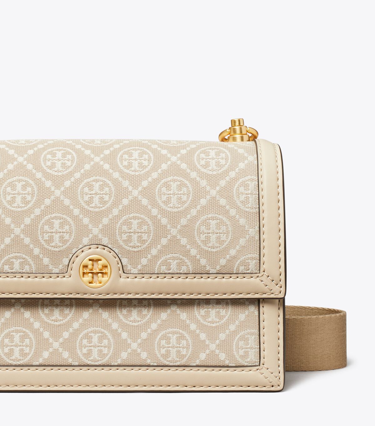 Tory Burch Beige Small T Monogram Shoulder Bags