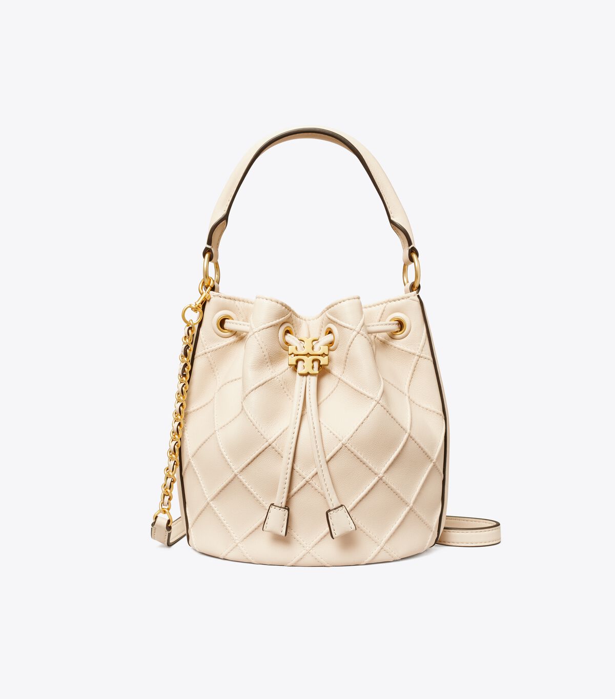 Tory Burch Cream Small Fleming Soft Bucket Bags