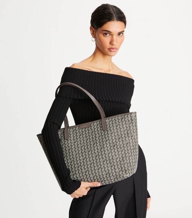 Tory Burch Grey Ever-ready Zip Tote Bags