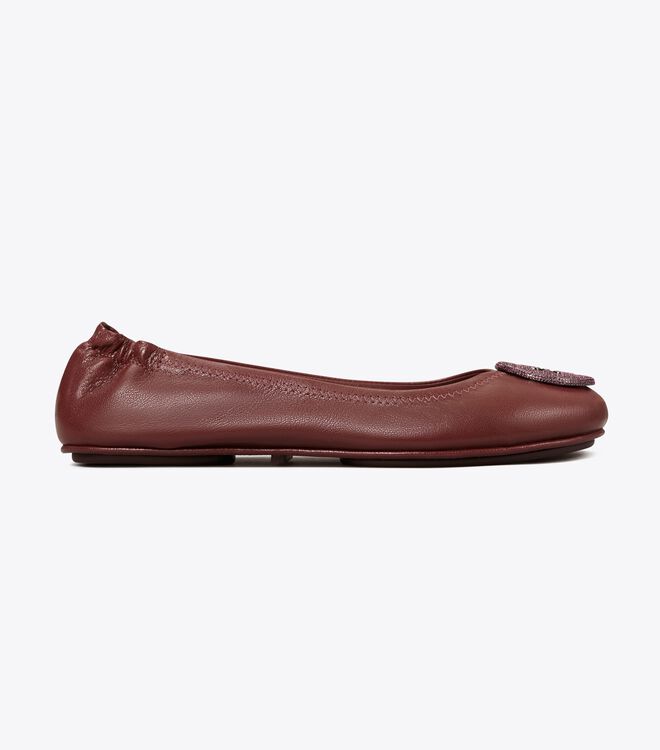Tory Burch Claret Minnie Travel Pavé Ballet Flats
