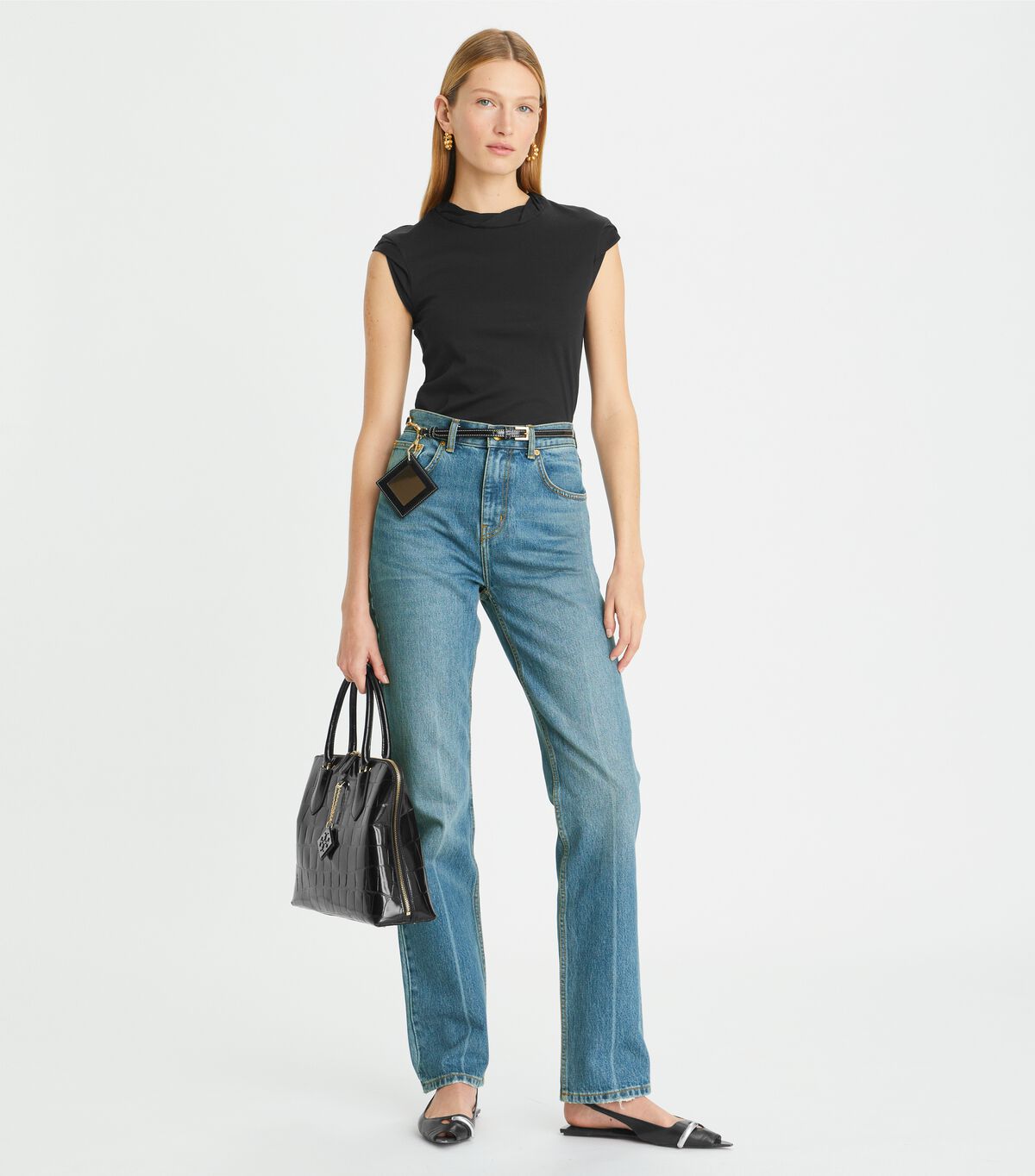Tory Burch Black Twisted Tops
