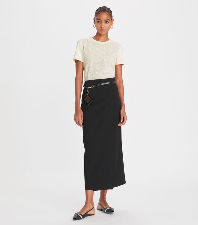 Tory Burch White Logo Lace T Shirts