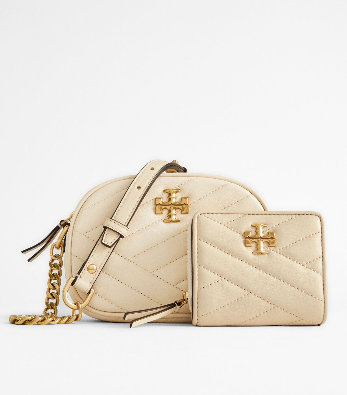 Tory Burch Cream Kira Chevron Wallets