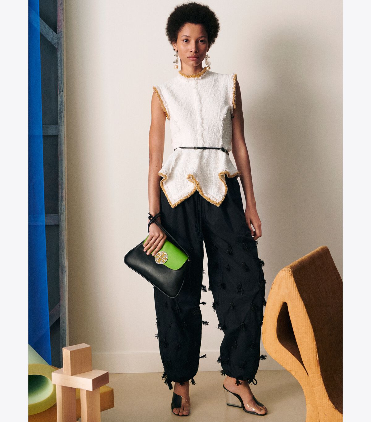 Tory Burch Black Poplin Drawstring Pants