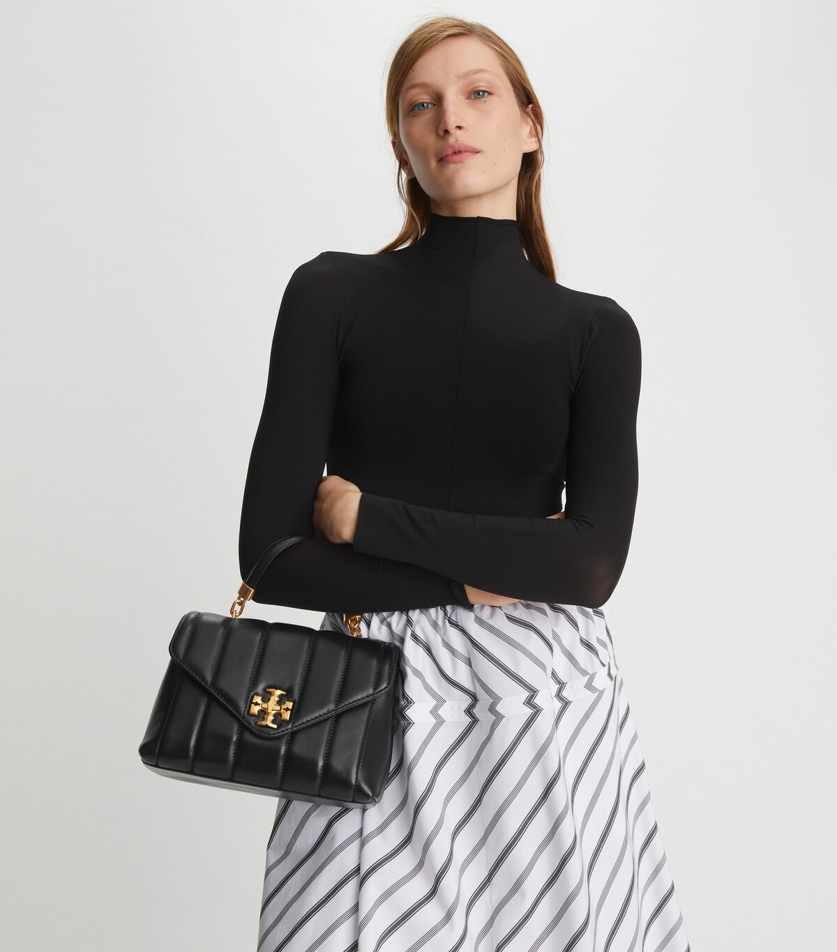 Tory Burch Black / Gold Small Kira Quilted Satchel Bags