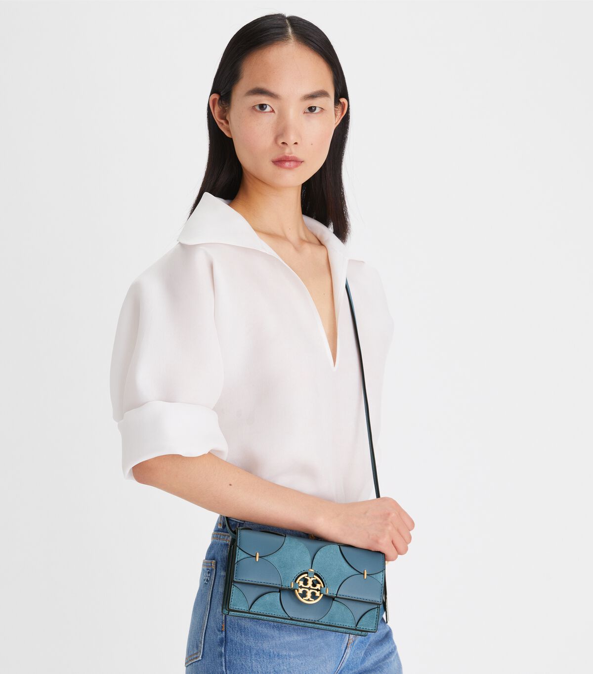 Tory Burch Blue Miller Disc Die-cut Wallets