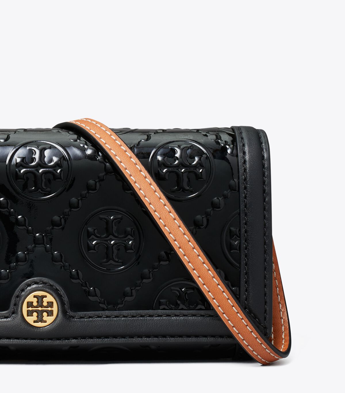 Tory Burch Black T Monogram Patent Embossed Mini Bag