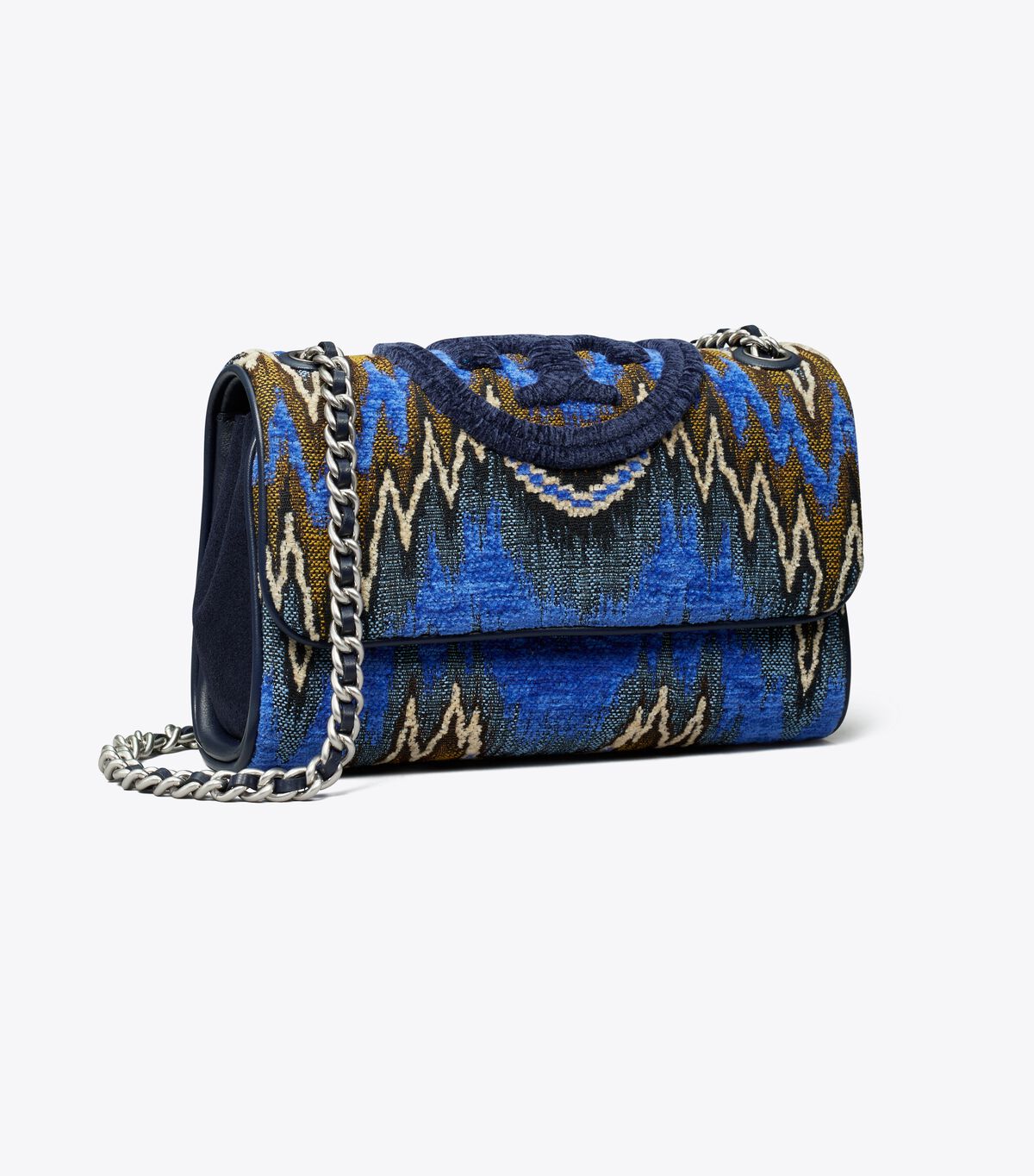 Tory Burch Blue Multicolor Fleming Soft Flame Stitch Small Convertible Shoulder Bags