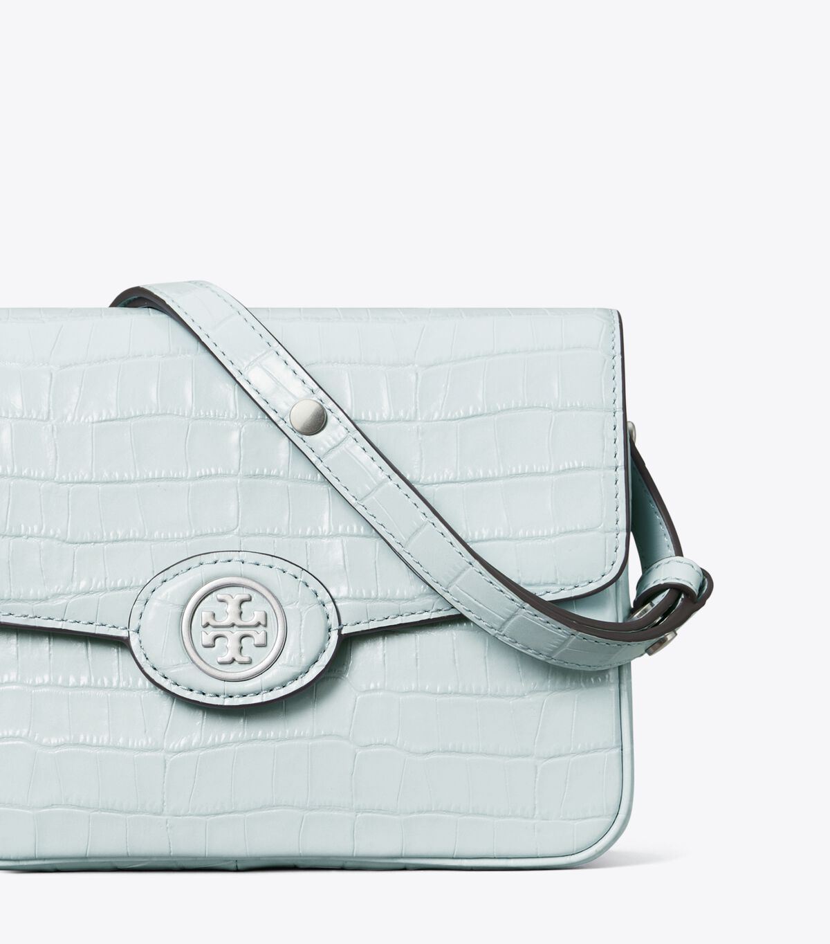 Tory Burch Blue Robinson Embossed Convertible Shoulder Bags