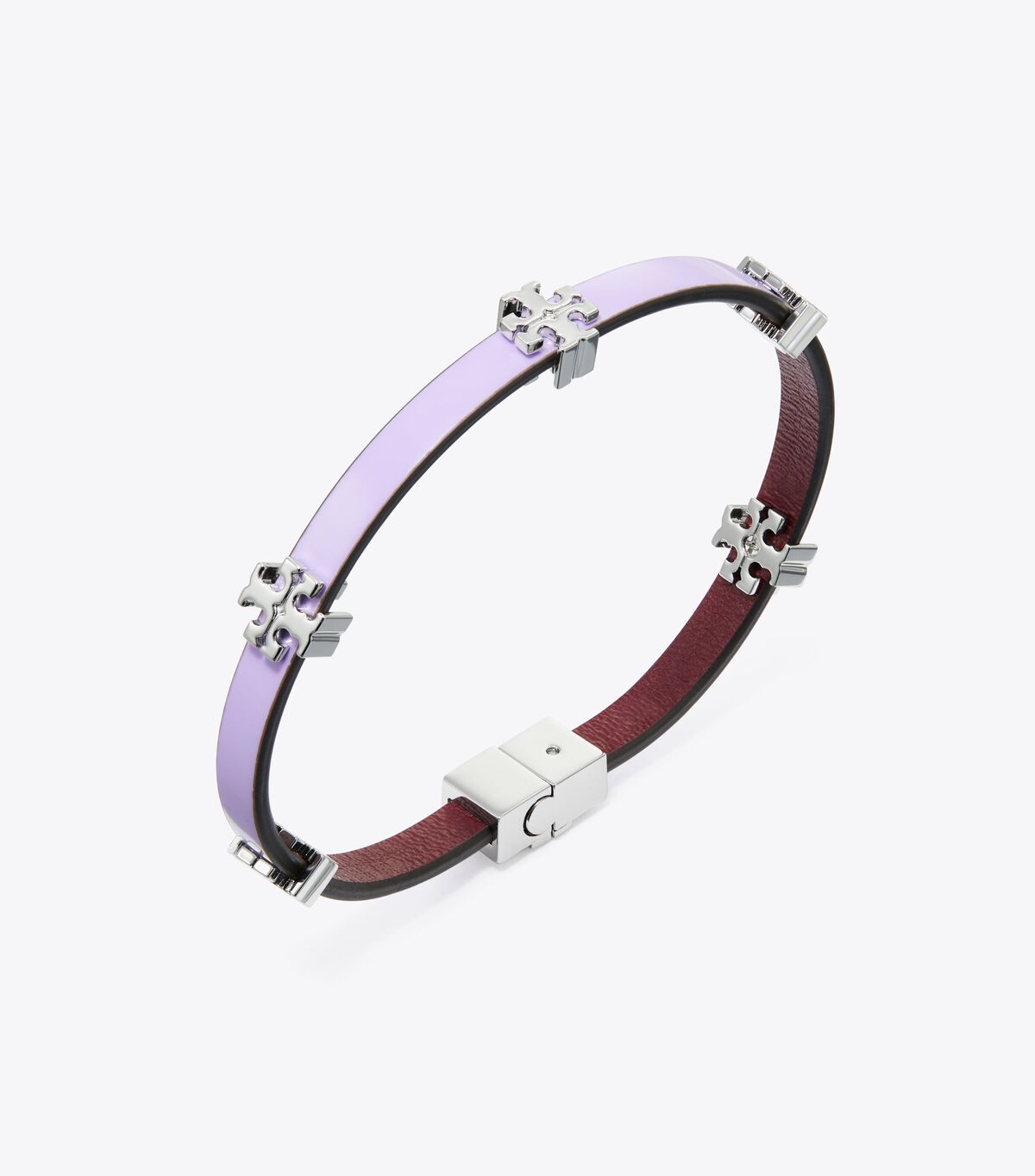 Tory Burch Silver / Lavender Eleanor Leather Bracelet