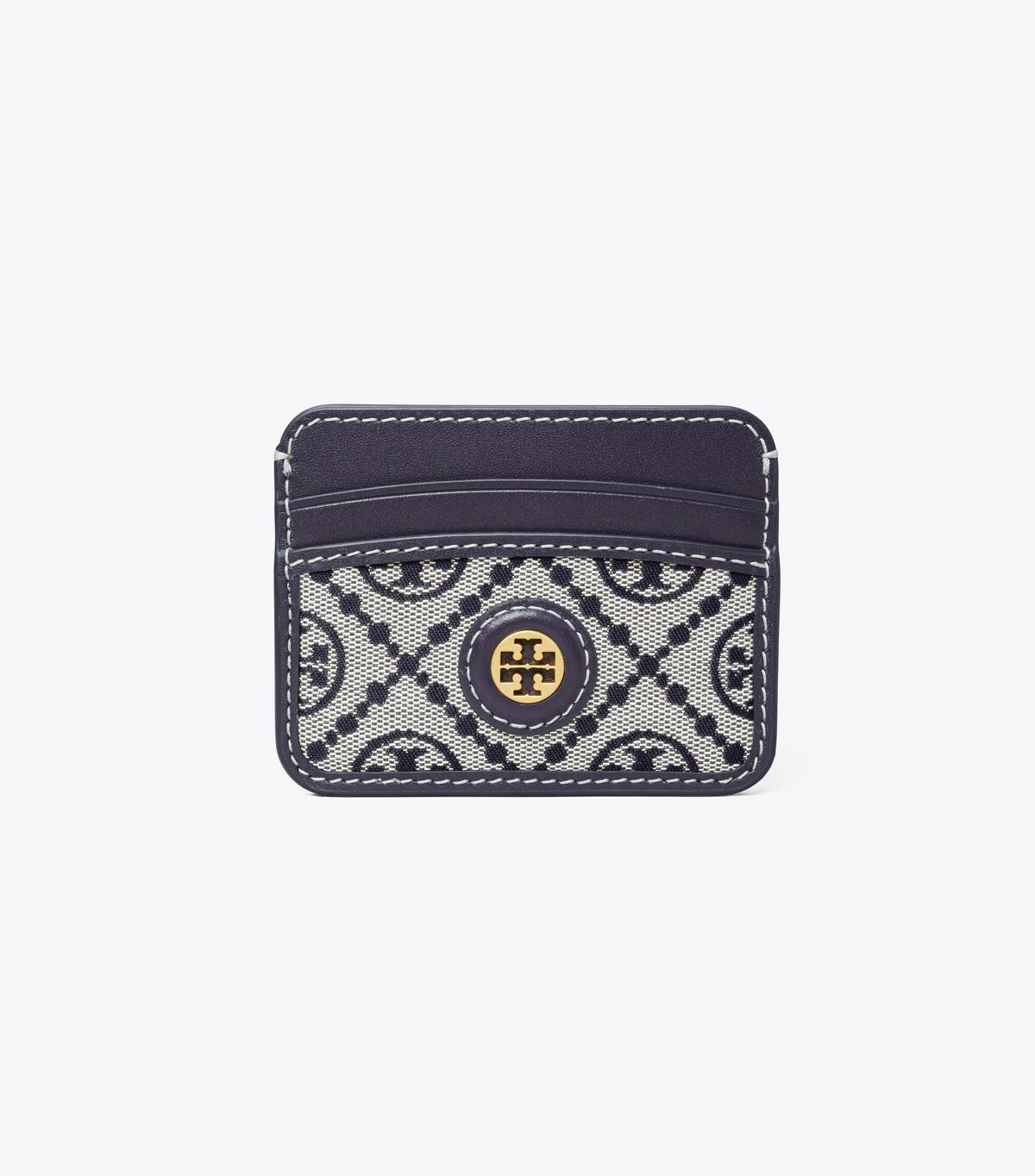 Tory Burch Navy T Monogram Jacquard Card Case