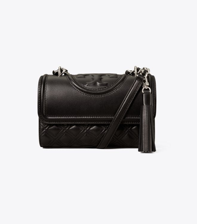 Tory Burch Black / Silver Small Fleming Convertible Shoulder Bags