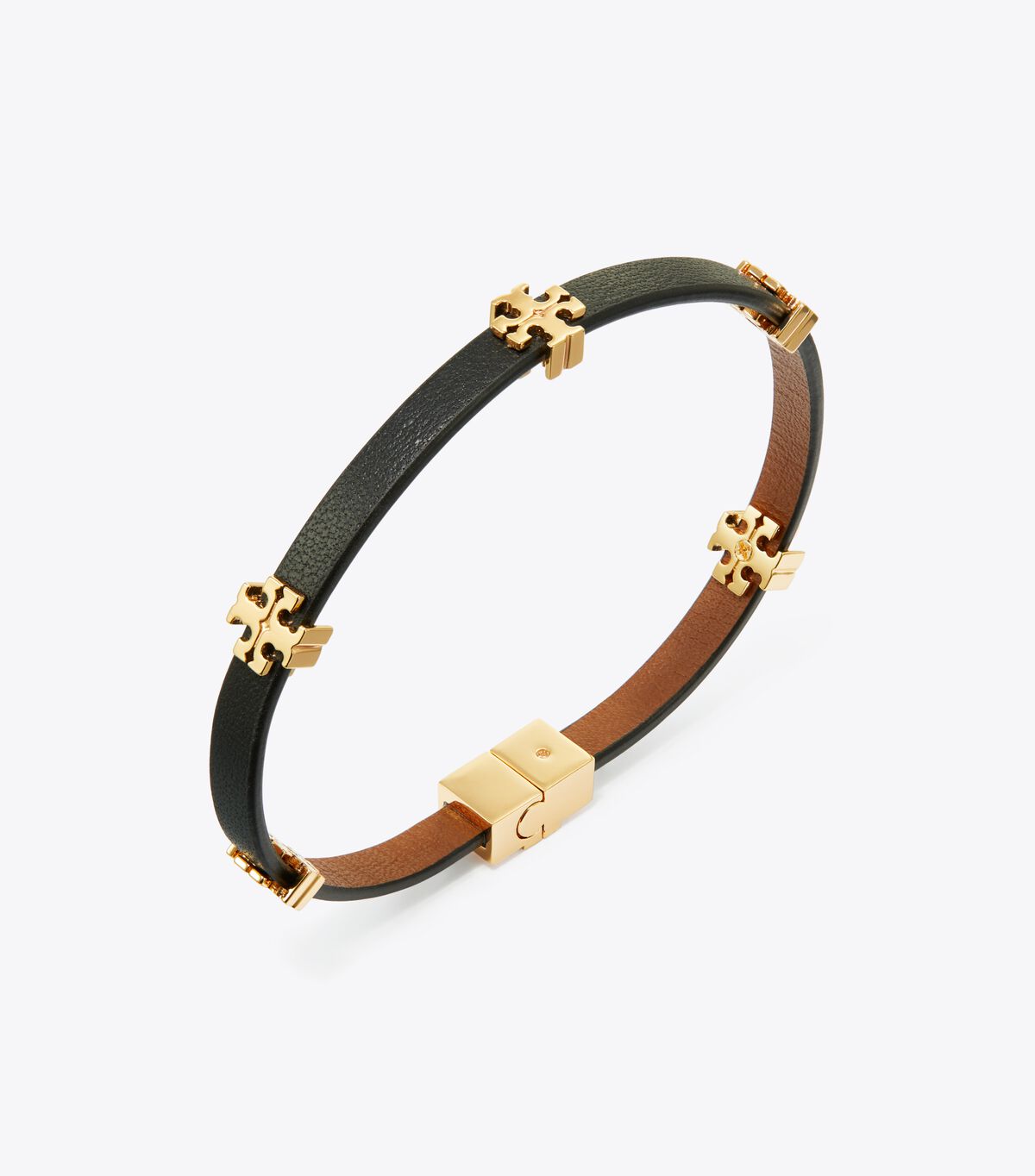 Tory Burch Gold / Black Eleanor Leather Bracelet