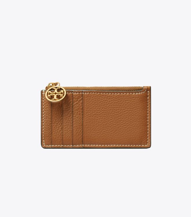 Tory Burch Brown Miller Top-zip Card Case