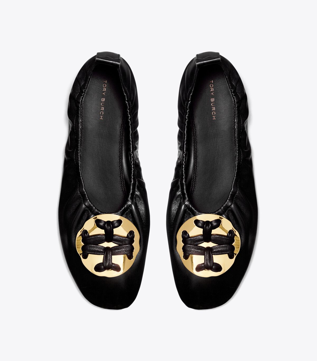 Tory Burch Black Woven Double T Ballet Flats