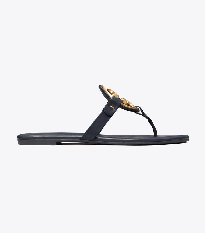 Tory Burch Navy Metal Miller Soft Sandals