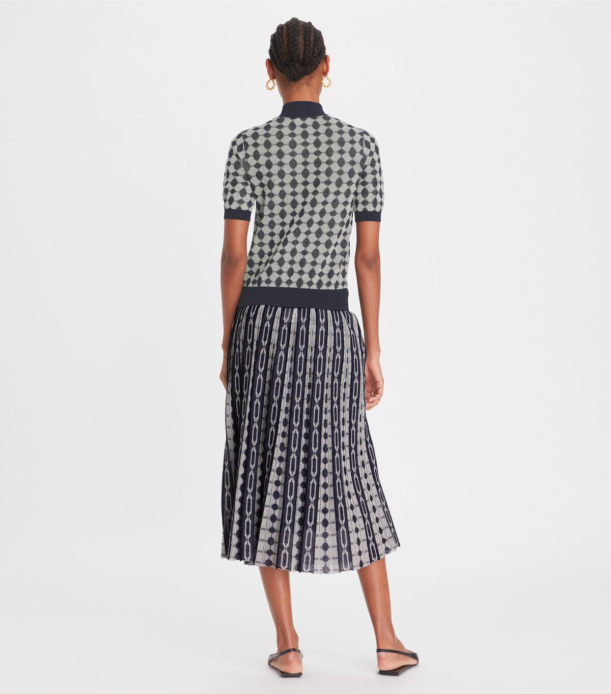 Tory Burch Navy / Cream Knit Jacquard Skirts