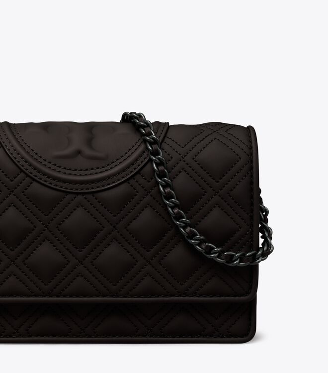 Tory Burch Black Fleming Matte Chain Crossbody Bags