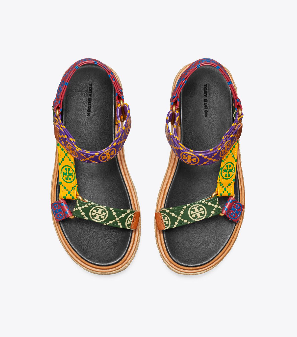 Tory Burch Brown T Monogram Rope Sandals