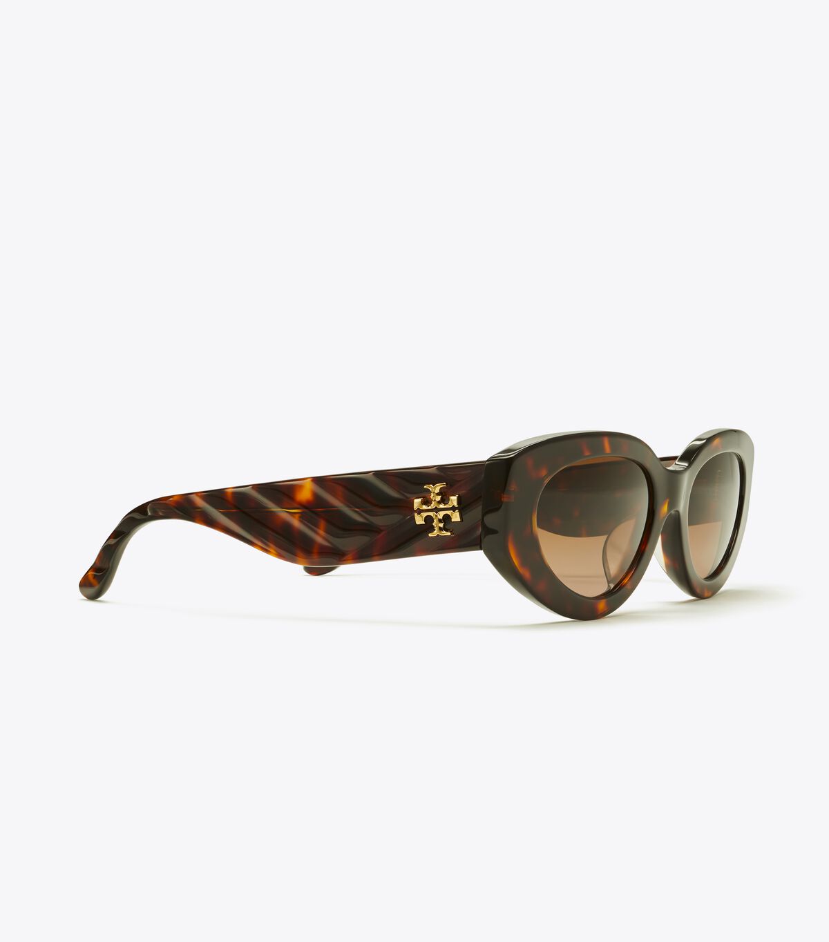 Tory Burch Dark Brown Kira Chevron Cat-eye Sunglasses