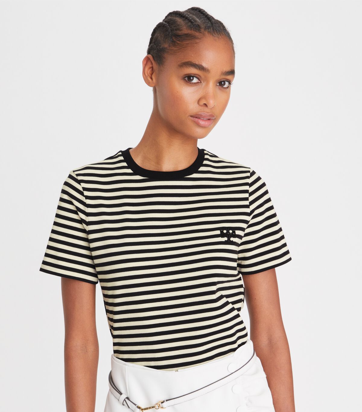 Tory Burch Black Embroidered Logo T Shirts