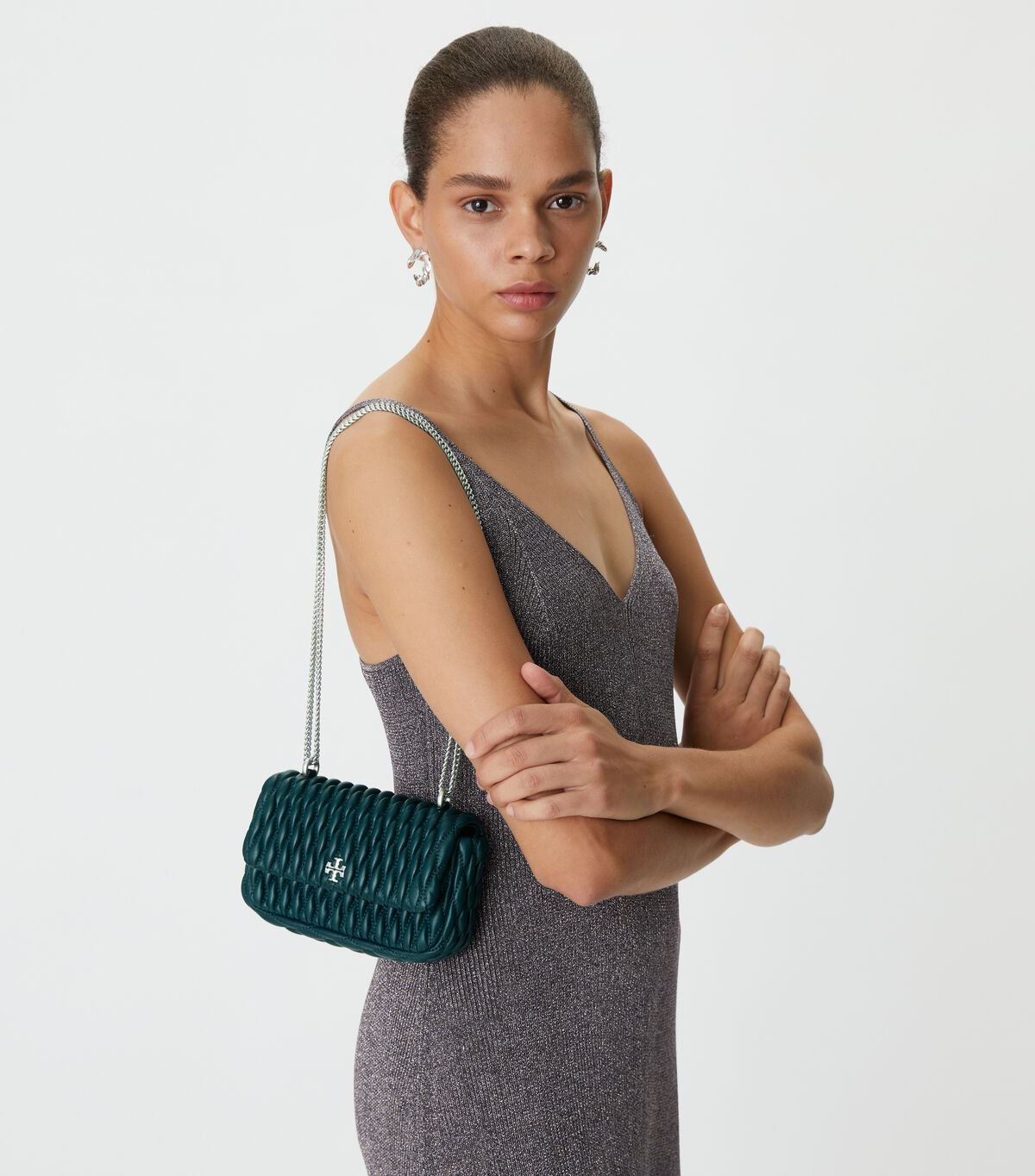 Tory Burch Dark Turquoise Kira Ruched Mini Bag