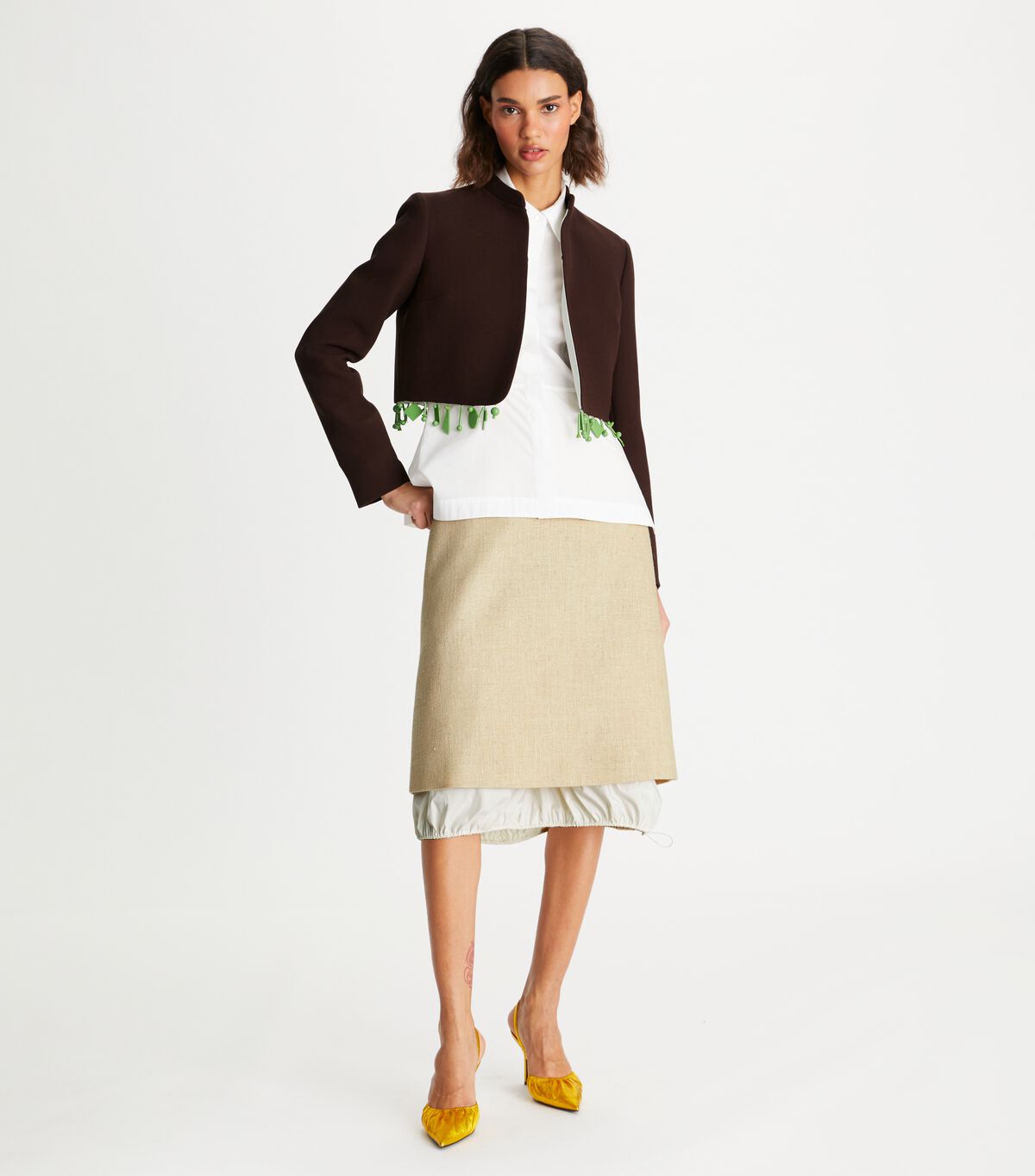 Tory Burch Beige Silk Linen Skirts