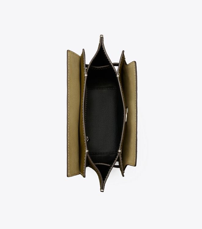Tory Burch Deep Green Lee Radziwill Pebbled Satchel Bags