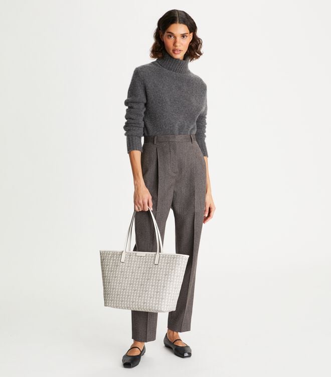 Tory Burch White Ever-ready Zip Tote Bags