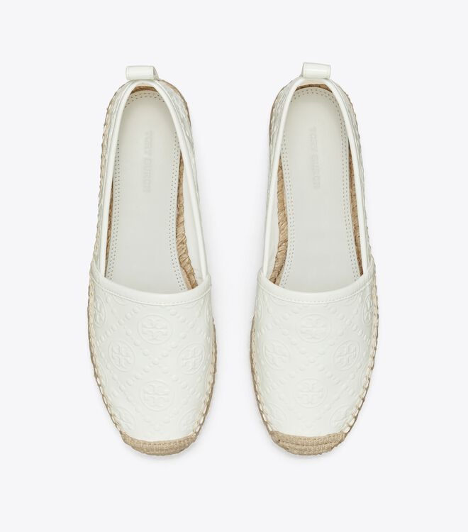 Tory Burch White T Monogram Platform Ballet Flats