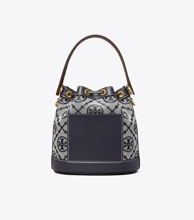 Tory Burch Navy T Monogram Bucket Bags