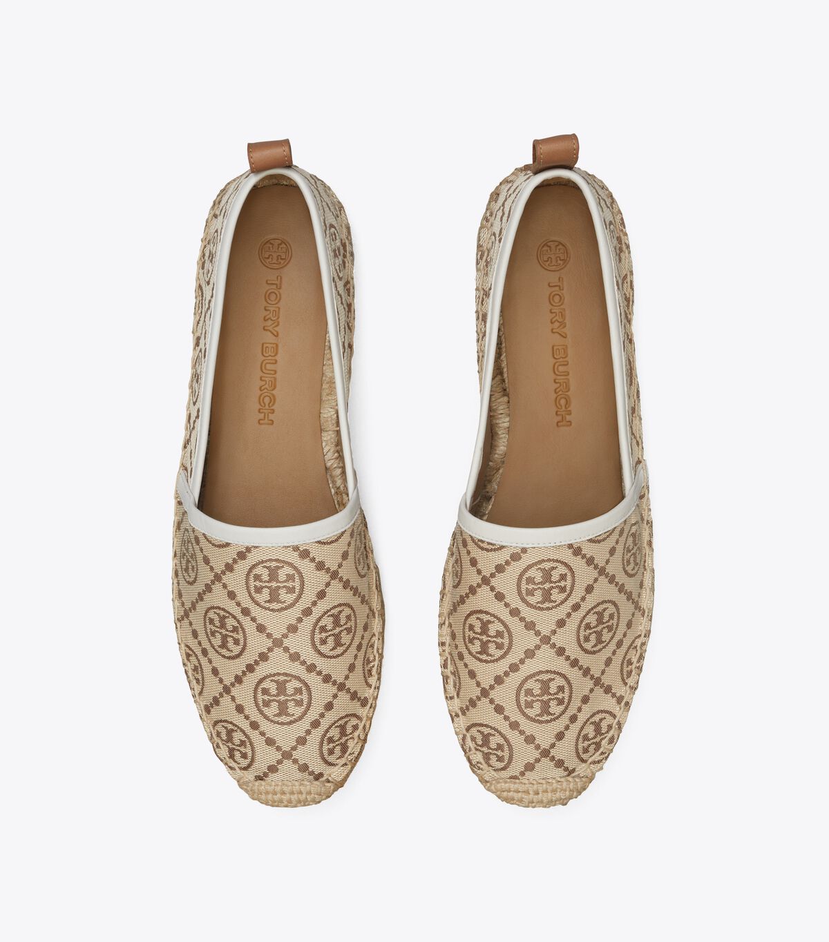 Tory Burch Brown / White T Monogram Platform Espadrille
