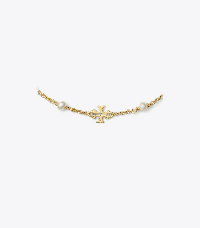 Tory Burch Gold Kira Pearl Delicate Chain Bracelet