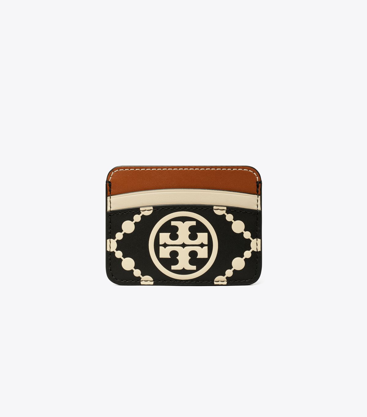 Tory Burch Black / Cream T Monogram Contrast Embossed Card Case