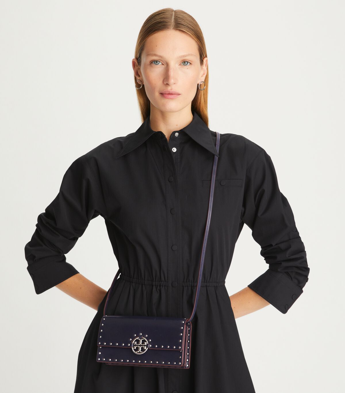 Tory Burch Black Miller Studded Crossbody Bags