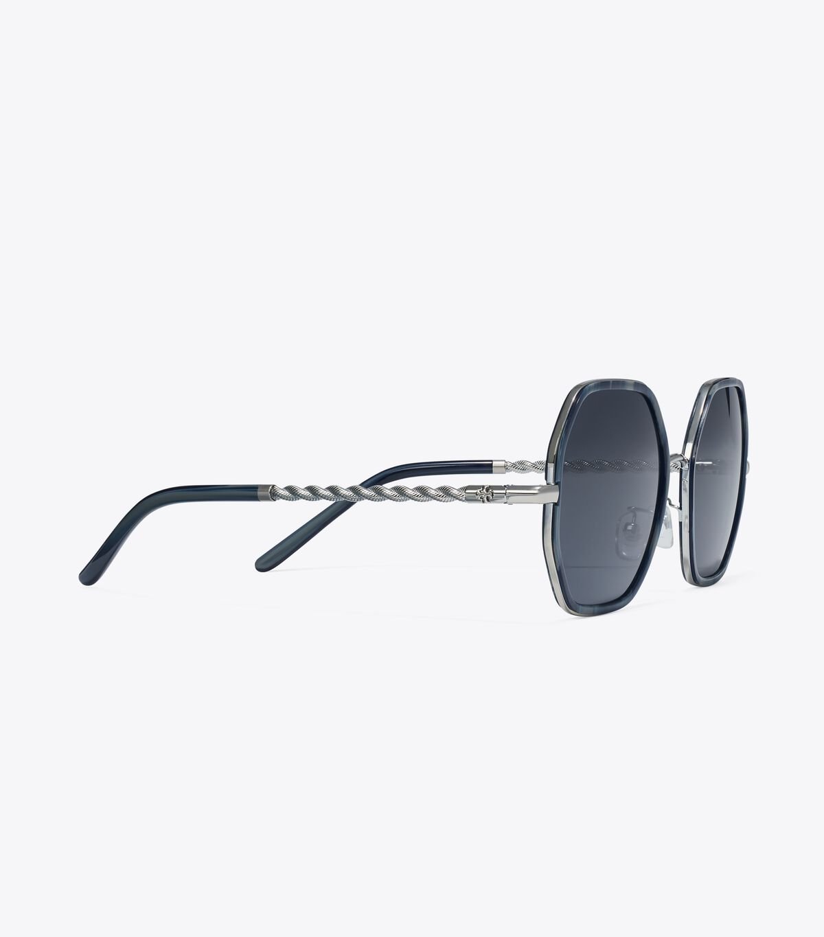 Tory Burch Blue / Grey Eleanor Chain Geometric Sunglasses