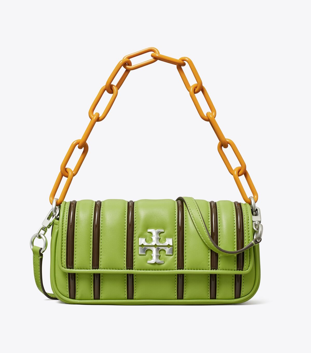 Tory Burch Brown Small Kira Bombé Stripe Mini Bag