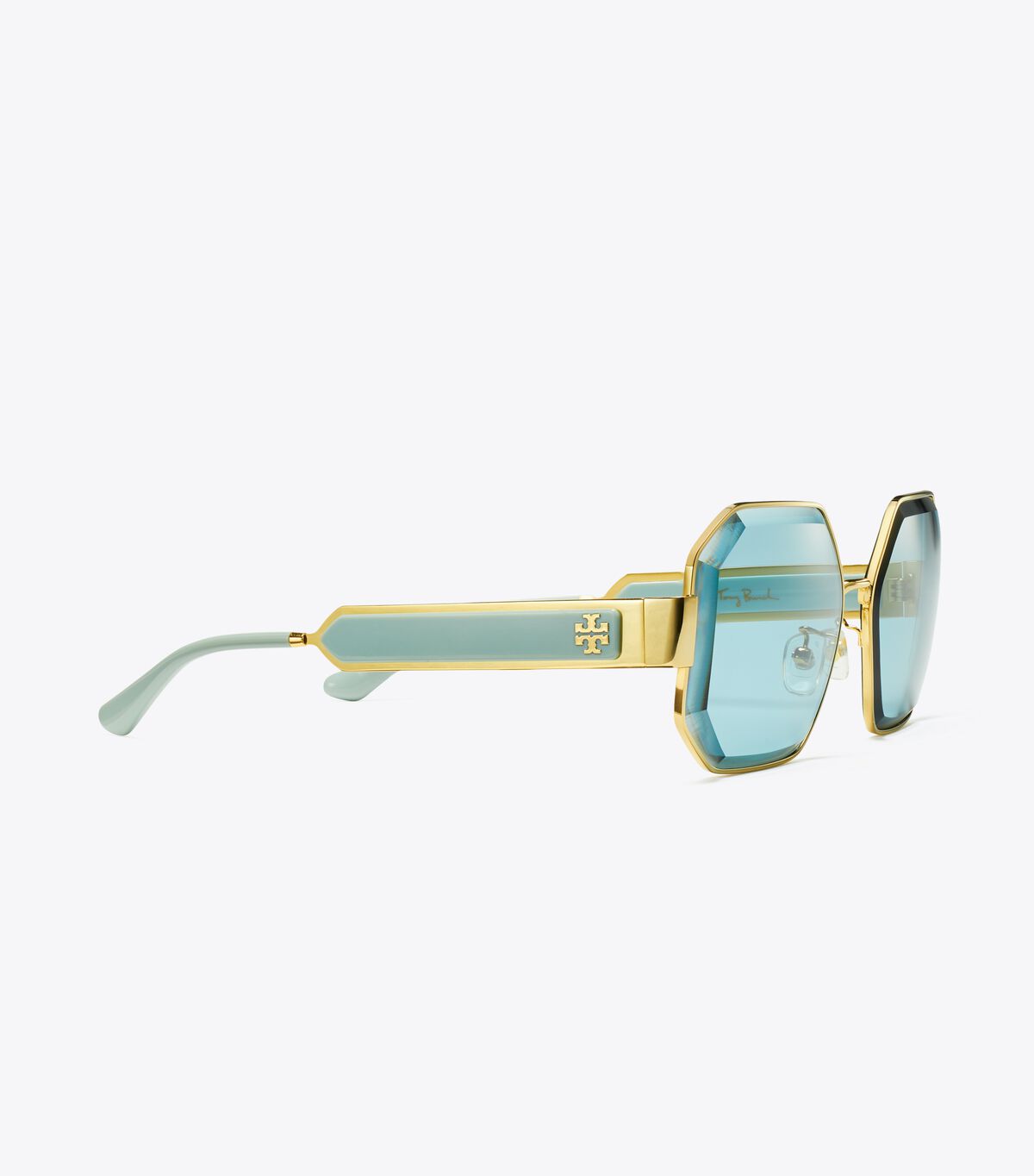 Tory Burch Gold / AZURE Kira Faceted Geometric Sunglasses