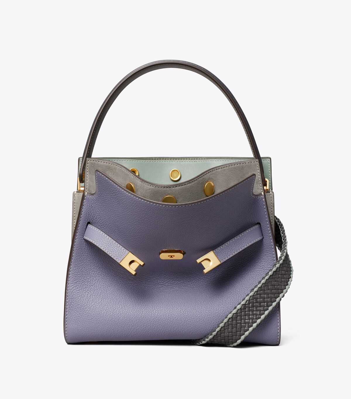 Tory Burch Light Purple Lee Radziwill Pebbled Small Satchel Bags