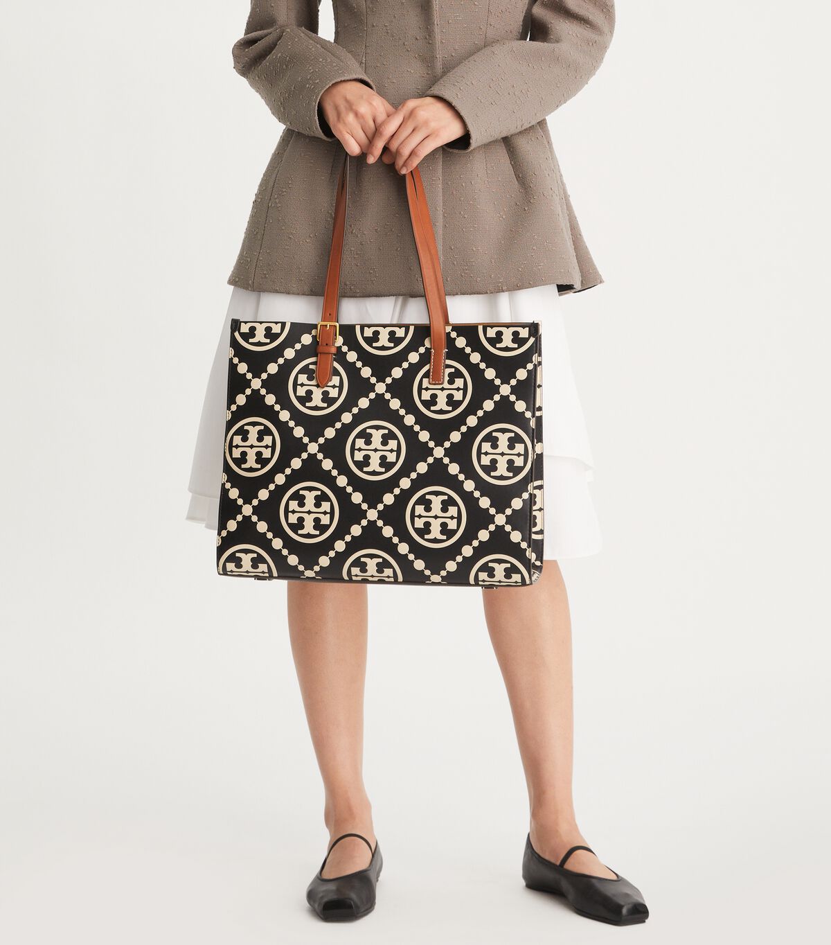 Tory Burch Black T Monogram Tote Bags