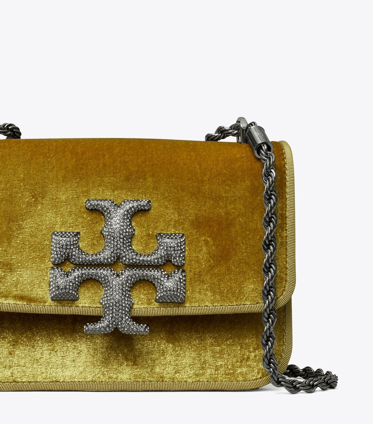Tory Burch Dark Yellow Small Eleanor Velvet Shoulder Bags